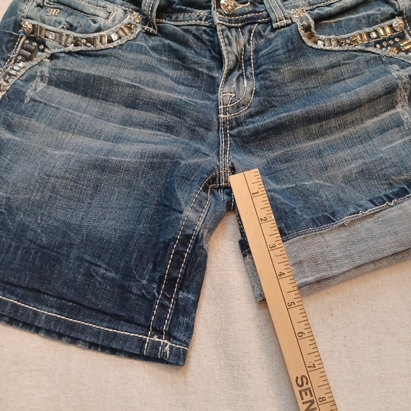 Miss Me Dark Blue Distressed Cuffed Easy Shorts Women's Waist 29 - Picture 11 of 12